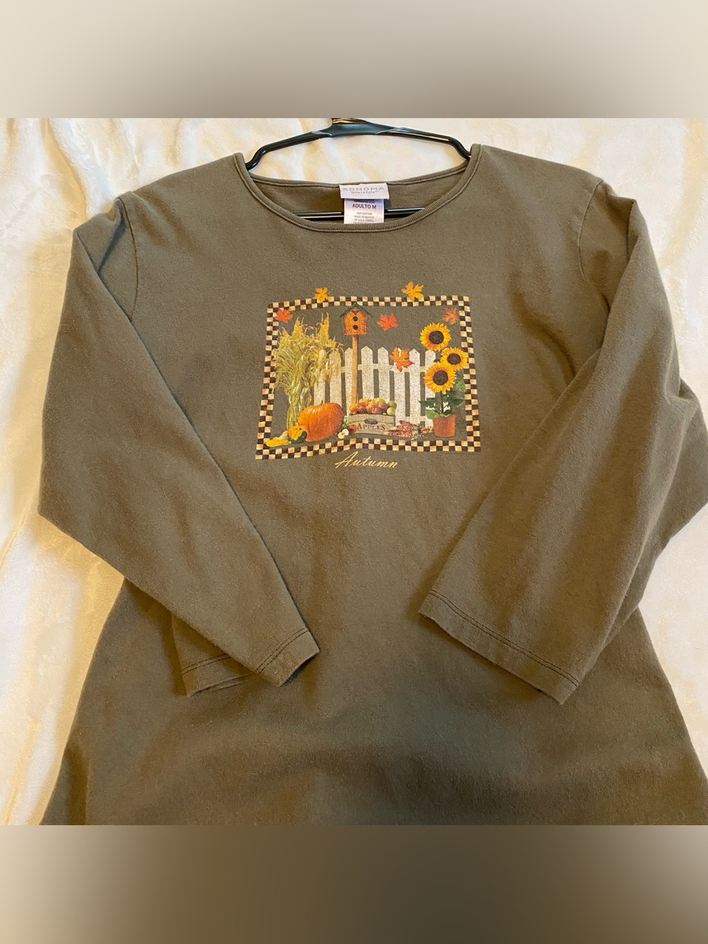 Sonoma Olive Green Long-Sleeve Autumn Graphic Tee